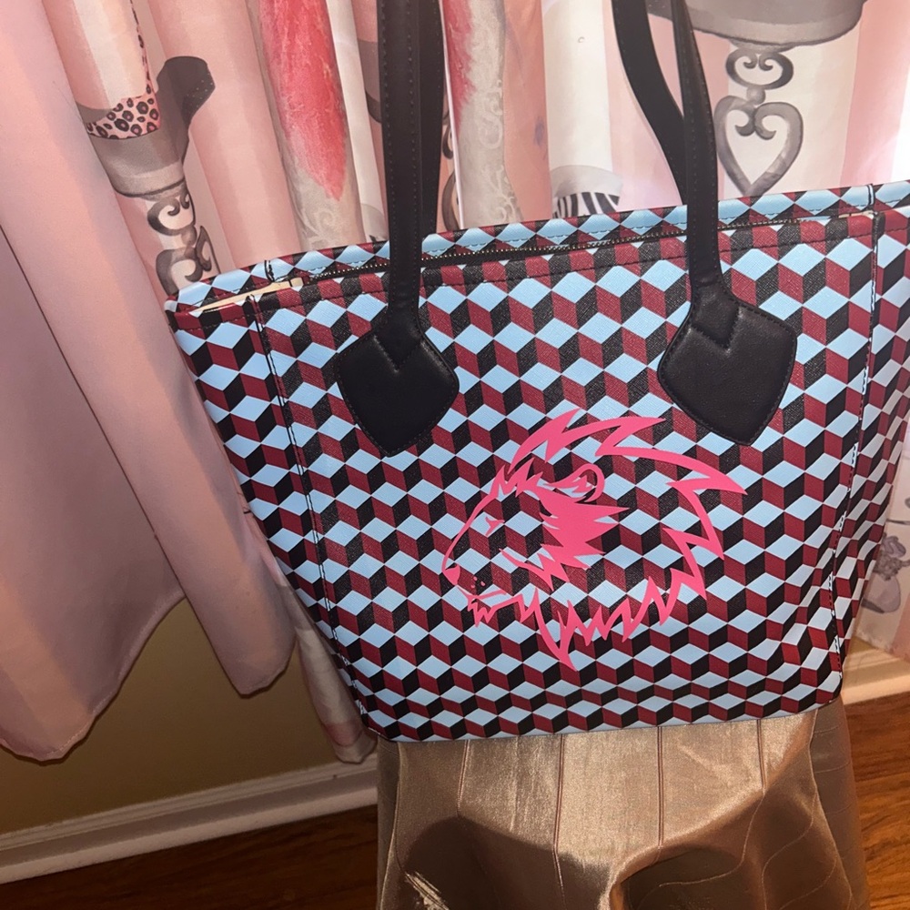 New Anne Klein Pink and Blue Geometric Tote